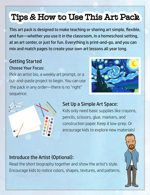 19 Famous Artists Print-and-Go Art Projects (K–4)
