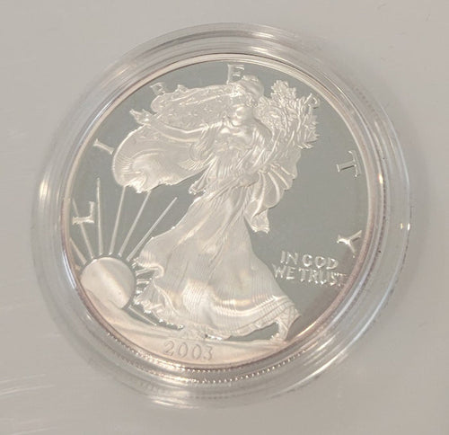 2003 W American Silver Eagle 1 Oz Proof Coin W Box & COA1