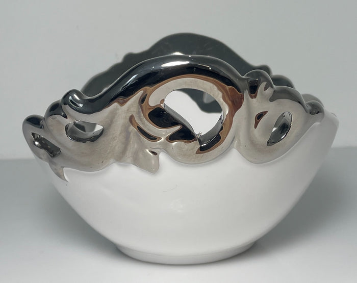 222 Fifth Pierced Serveware Silver Platinum Oval Vegetable Bowl 9 1/2"1