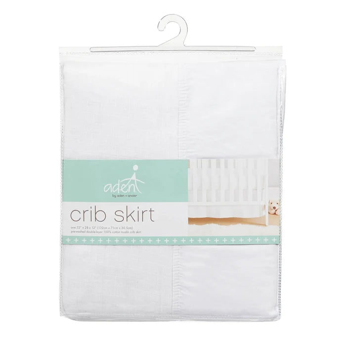 Aden & Anais Classic Muslin Crib Skirt-White