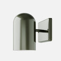 Right view of Allegheny 4.5 inch indoor/outdoor sconce with domed cylindrical shade and square backplate, green finish on white background