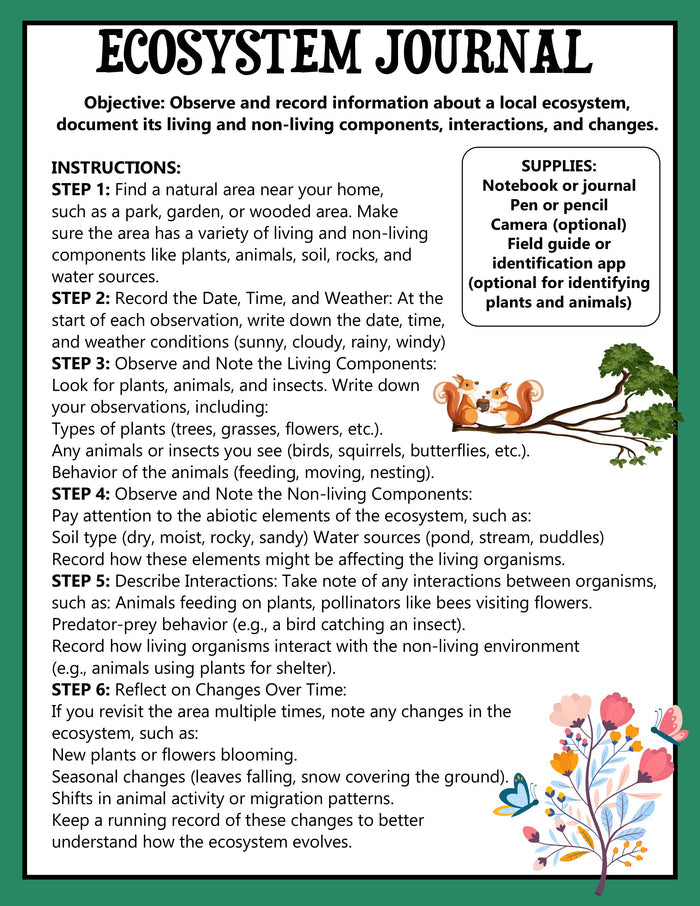 Animal Ecosystems Science Project Pack