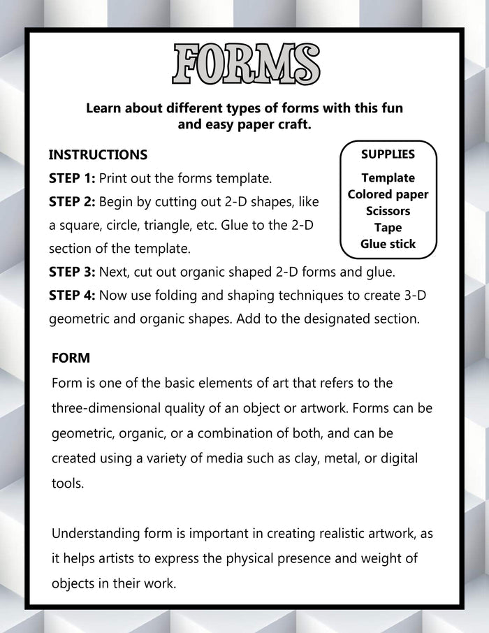 Art: 7 Elements of Art Activities Pack for Kids