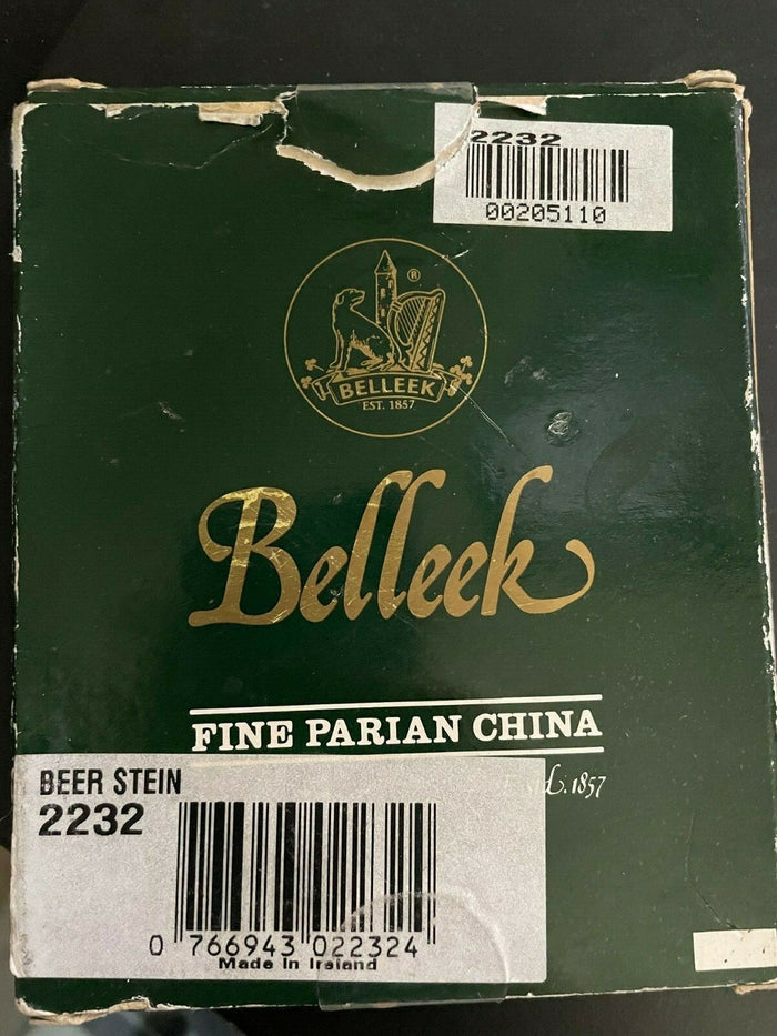 Belleek Beer Stein Ornament Shamrock 3 1/4"2