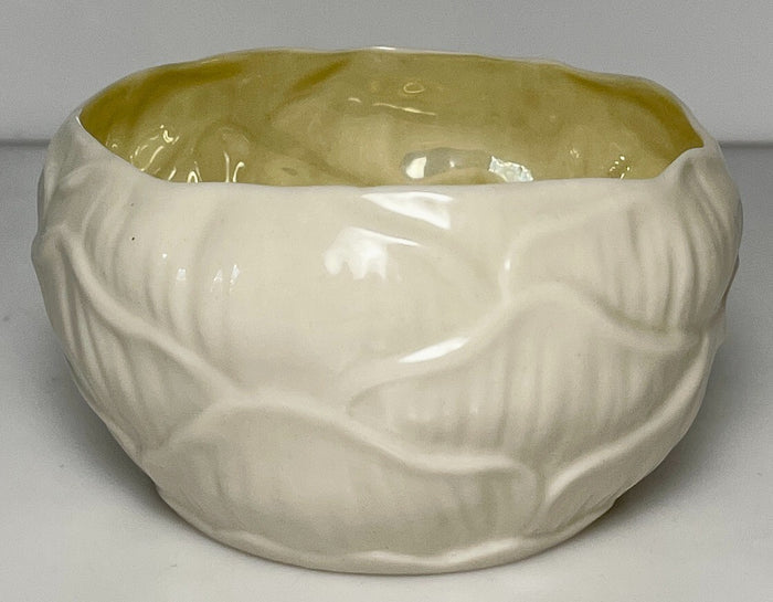 Belleek Pottery Ireland Lily White Open Sugar Bowl 2 1/8" Yellow Inside0