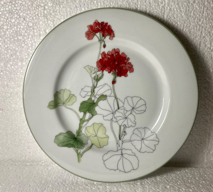 Block Spal Geranium Bread and Butter Plate 6 3/8" Red Flower0