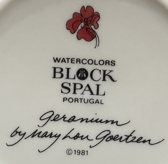 Block Spal Geranium Bread and Butter Plate 6 3/8" Red Flower2