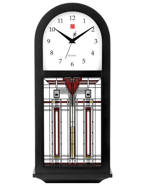 Bulova Frank Lloyd Wright Harley Bradley Pendulum Wall Clock - Ebony Finish - C4836