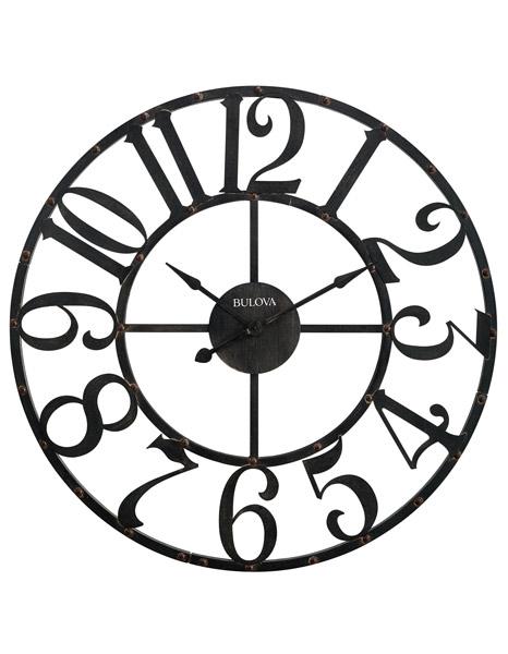 Bulova Gabriel Oversized Gallery Wall Clock - Rustic Brown Finish - Light Weight - C4821