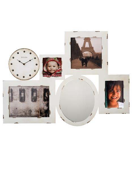 Bulova Gallery Large Wall Art & Clock - White Finish - Picture Frames - Mirror - C4816
