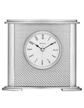 Bulova Hewitt Desk or Table Clock - Silver - Woven Fiber Accent - Quiet Sweep - B5400-BULOVA_0d59cc93-dc55-4b8f-b0af-75d996127261