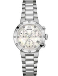 Bulova Ladies Diamond Chronograph - Mother of Pearl Dial - Steel Case & Bracelet - 96R202