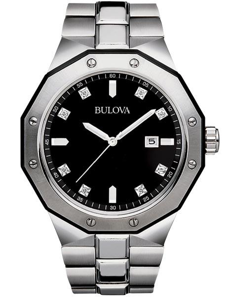 Bulova Mens 8 Diamond Black Dial Marine Star - Date - Stainless Steel - Bracelet - 98D103_3cb86242-df2a-4e00-b267-5e6e6708542a