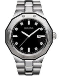 Bulova Mens 8 Diamond Black Dial Marine Star - Date - Stainless Steel - Bracelet - 98D103_3cb86242-df2a-4e00-b267-5e6e6708542a