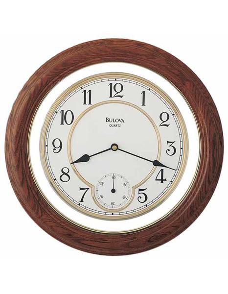 Bulova William - Wooden Wall Clock - Dark Oak Finish - Sub-Seconds - C4596