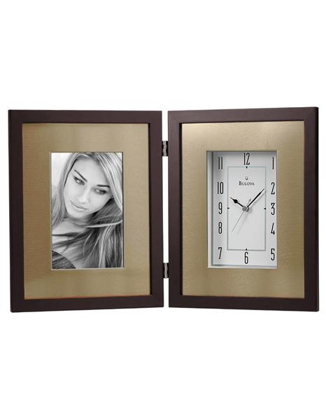 Bulova Winfield - Picture Frame Clock - Espresso Brown Wood Case - B1234