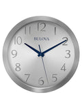 Bulova Winston Wall Clock - Diamond Cut Silver-Tone Case - BlueHands - 9 in - C4844
