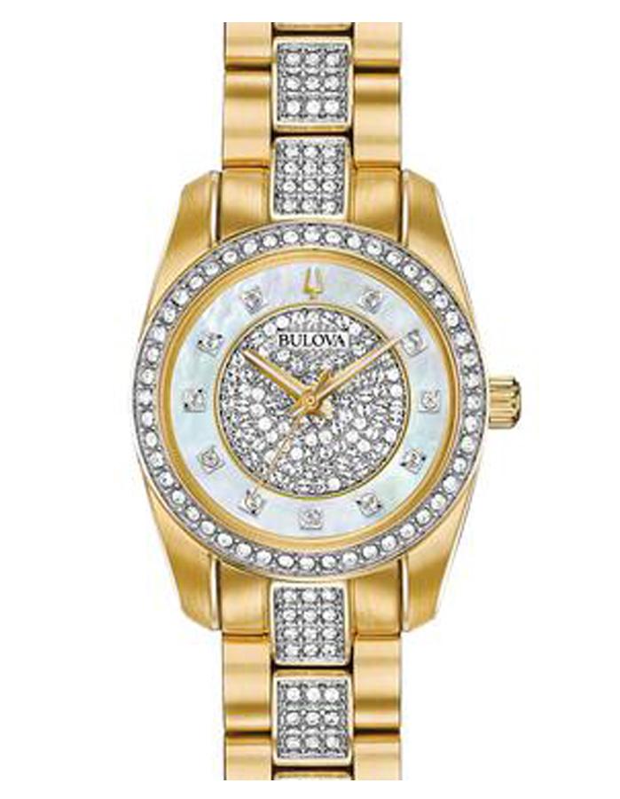 Bulova Womens Crystal Dress Watch - Gold-Tone - Bracelet - Swarovski - MOP - 98L241_002cc82f-458b-4676-8f9d-ef781d0158d3