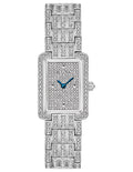 Bulova Womens Swarovski Crystal Watch - Rectangular - Pave Dial - Blue Hands - 96L244