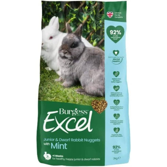 Burgess Excel Tasty Nuggets Junior & Dwarf Rabbit Food with Mint