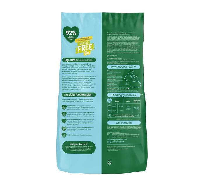 Burgess Excel Tasty Nuggets Junior & Dwarf Rabbit Food with Mint