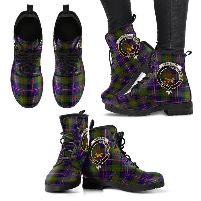 Cameron Tartan Clan Badge Leather Boots