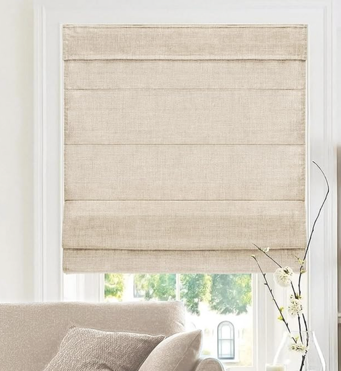 CHICOLOGY Cordless Roman Shade Light Filtering Textured Belgian Flax 72" x 30"0