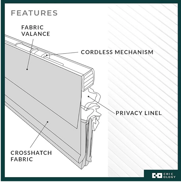 CHICOLOGY Cordless Roman Shade Light Filtering Textured Belgian Flax 72" x 30"2