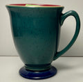 Denby Harlequin Mug Red Green Blue Footed 4 1/4"0