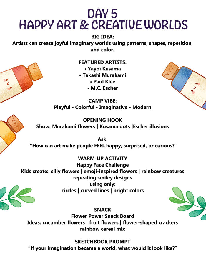 DIY Summer Art Camp | 5 Days of Famous Artist Projects, Games & Creative Fun