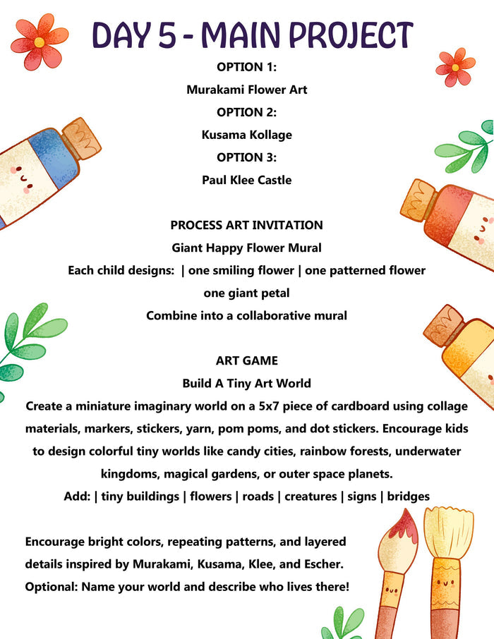 DIY Summer Art Camp | 5 Days of Famous Artist Projects, Games & Creative Fun