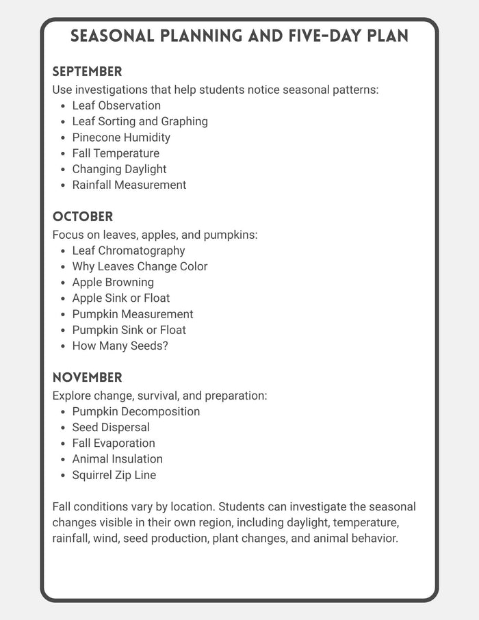 Fall Science Investigations