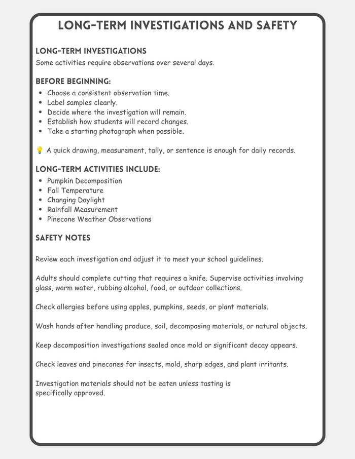 Fall Science Investigations
