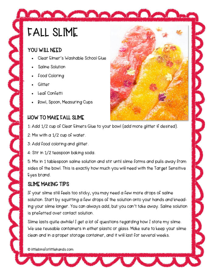 Fall Slime Pack: Recipes, Science &amp; Printable Activities