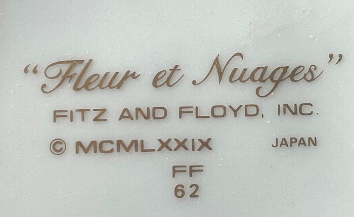 Fitz and Floyd Fleur Et Nuages Mug Gold Handle 3 7/8"1
