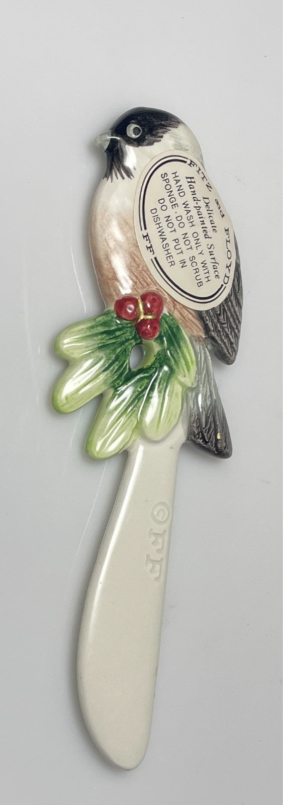 Fitz and Floyd Woods Collection Birds Canape Knife Holly Branch 5 3/4"0