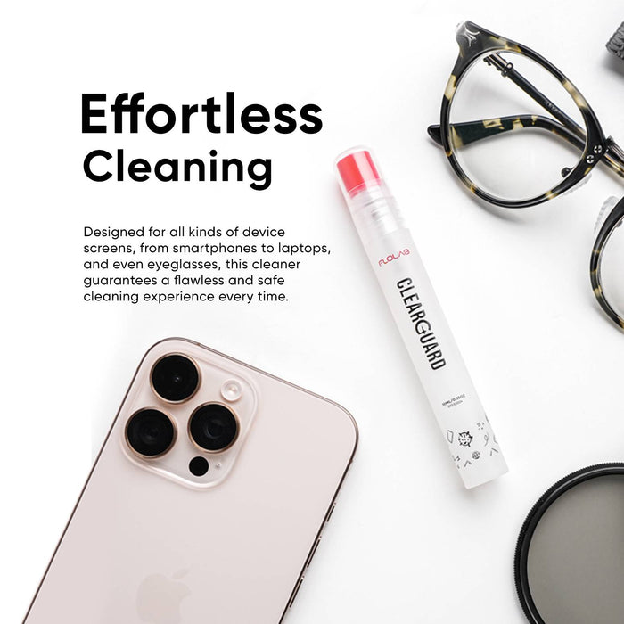 FLOLAB Clear Guard Screen Cleaner 10ml 3 packs - Easy to Clean, Portable, Ultra Soft Microfiber Cloth