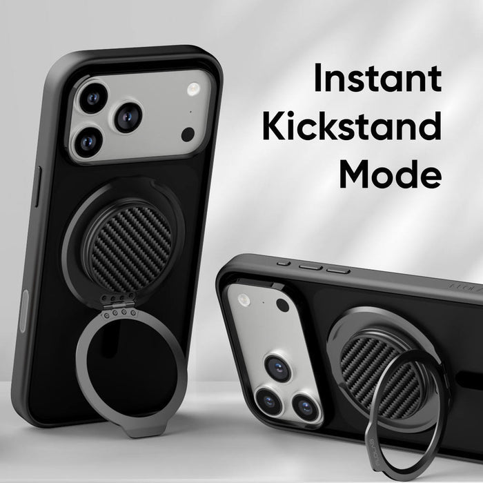 FLOLAB ForgeGrip Magnetic Stand & Phone Grip for iPhone Magsafe, Compatible with Android Phone - Carbon Fiber