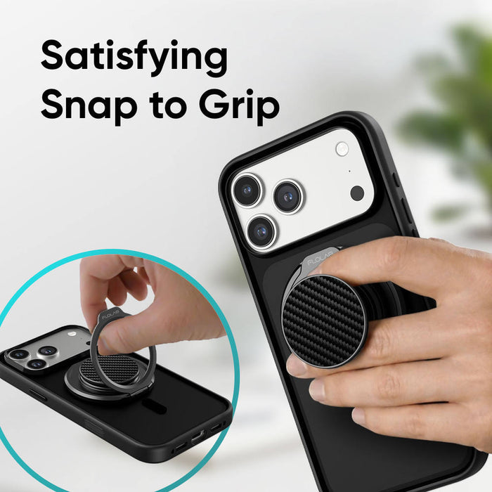 FLOLAB ForgeGrip Magnetic Stand & Phone Grip for iPhone Magsafe, Compatible with Android Phone - Carbon Fiber