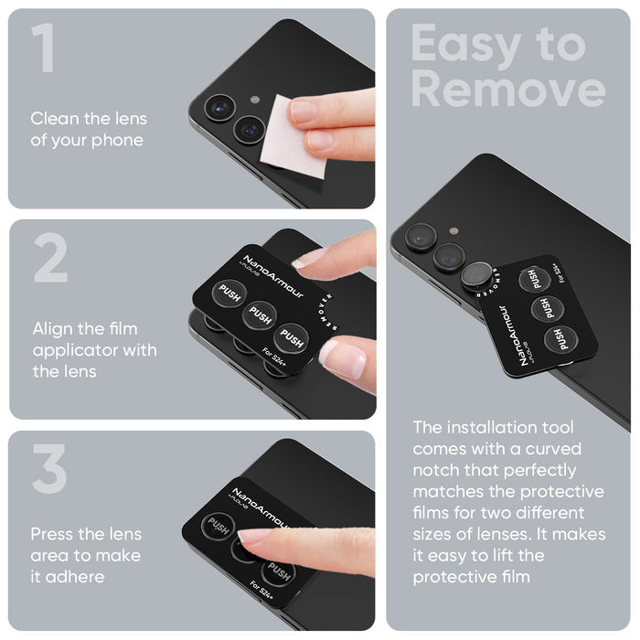 FLOLAB NanoArmour for Samsung Galaxy S24 Plus Camera Lens Protector Anti Reflective Coating
