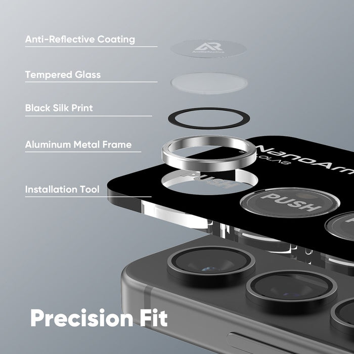 FLOLAB NanoArmour for Samsung Galaxy S25 Plus Camera Lens Protector Anti Reflective Coating - 2 Color Options