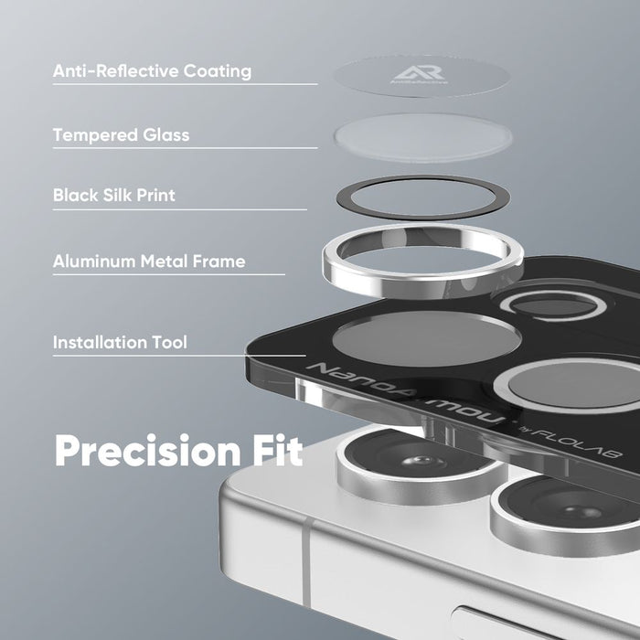 FLOLAB NanoArmour for Samsung Galaxy S25 Ultra Camera Lens Protector Anti Reflective Coating - 3 Color Options