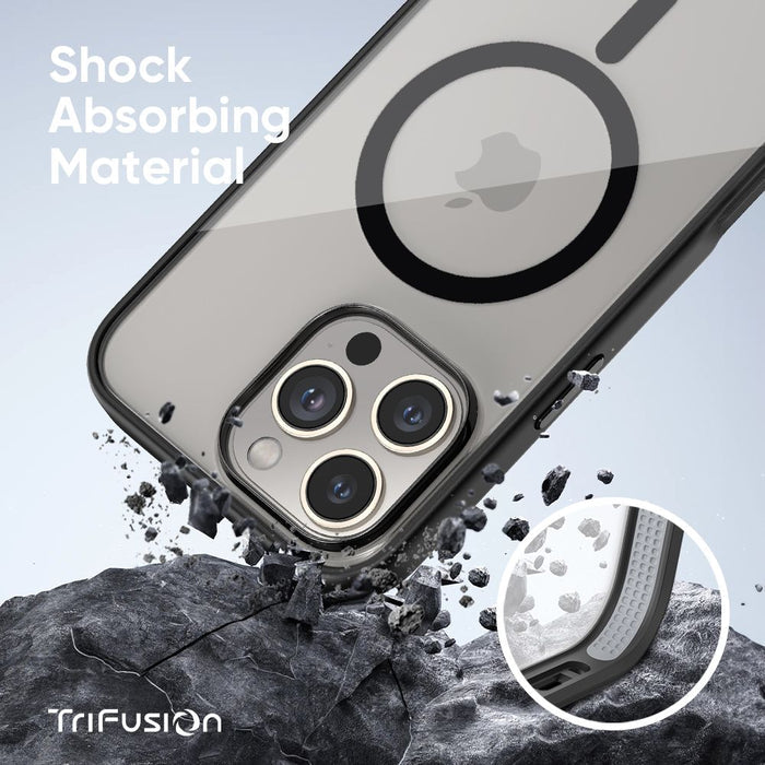 FLOLAB Surtect Tri-Fusion MagSafe Compatible Case – iPhone 16 Series (Black Clear Black)