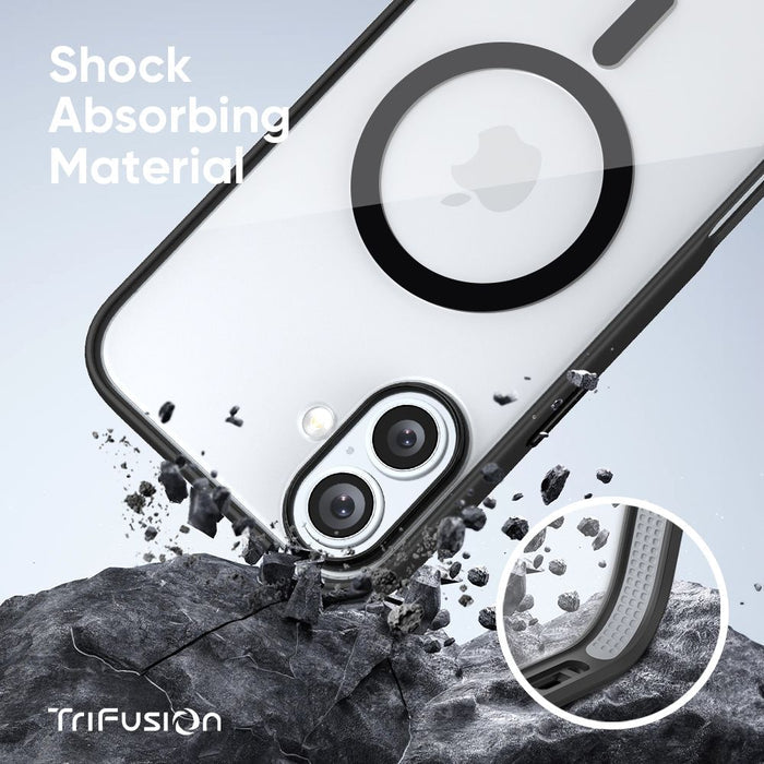 FLOLAB Surtect Tri-Fusion MagSafe Compatible Case – iPhone 16 Series (Black Clear Black)
