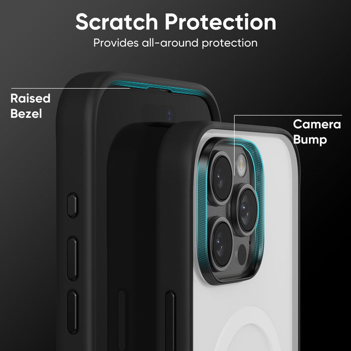FLOLAB Surtect Tri-Fusion MagSafe Compatible Case – iPhone 16 Series (Black Frost White Ring)