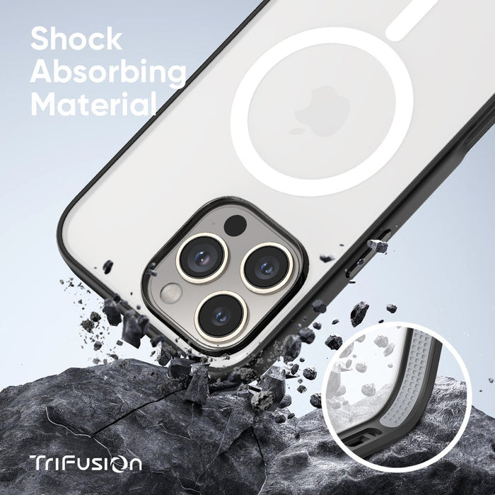 FLOLAB Surtect Tri-Fusion MagSafe Compatible Case – iPhone 16 Series (Black Frost White Ring)