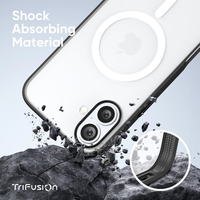FLOLAB Surtect Tri-Fusion MagSafe Compatible Case – iPhone 16 Series (Black Frost White Ring)