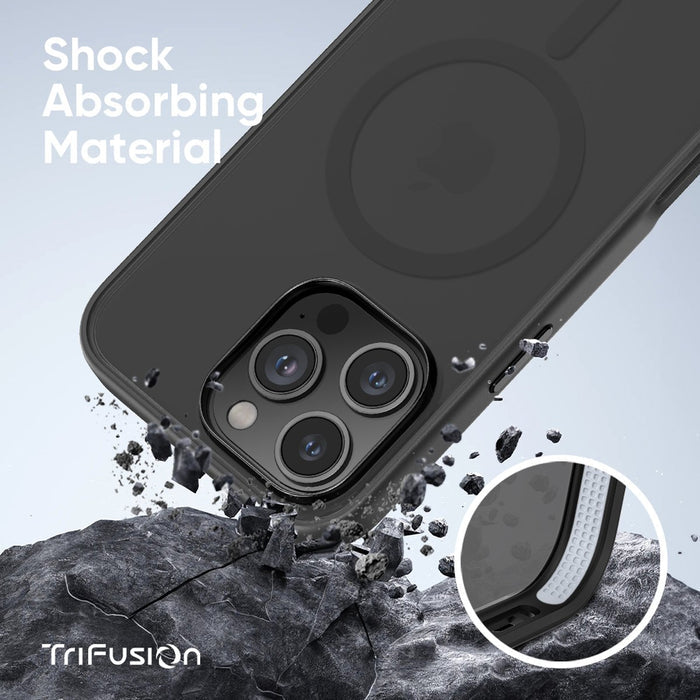 FLOLAB Surtect Tri-Fusion MagSafe Compatible Case – iPhone 16 Series (Matte Black Frost)