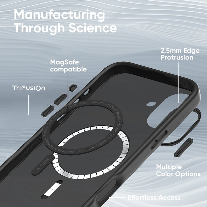 FLOLAB Surtect Tri-Fusion MagSafe Compatible Case – iPhone 16 Series (Matte Black Frost)