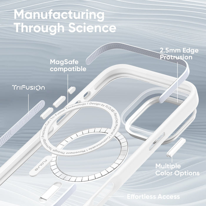 FLOLAB Surtect Tri-Fusion MagSafe Compatible Case – iPhone 16 Series (White Frost)